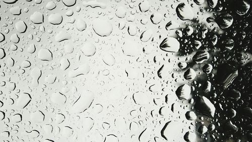 Close-up of water drops on glass