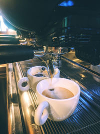 Close-up of tea served on table at restaurant