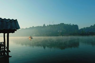 Scenic view of lake against clear sky