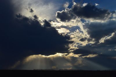 Scenic view of storm clouds over landscape