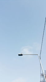 Low angle view of power lines against clear sky