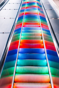 Low angle view of multi colored escalator