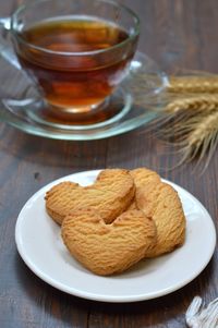 Heart shaped cookies in the white plate