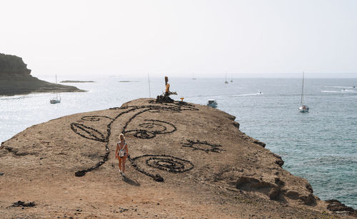 Scenic view of sea against clear sky
