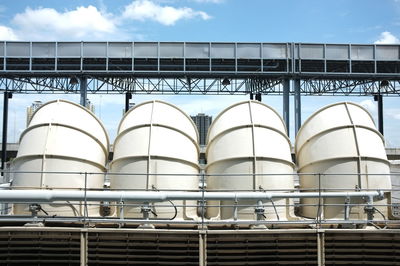 Low angle view of industry against sky