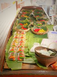 High angle view of food on table