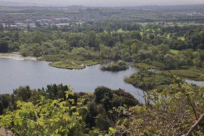 High level view over duddingston loch in edinburgh