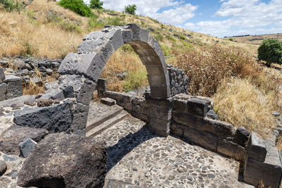 Stone wall of old ruins