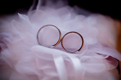 Close-up of ring on white lace