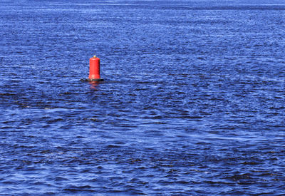 View of blue floating on sea