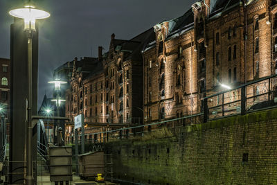 Illuminated street light at night