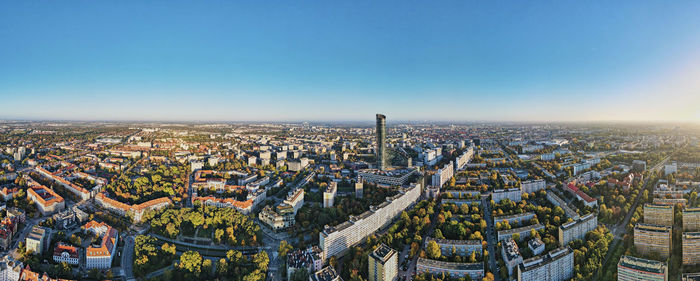 Panorama of wroclaw city in poland. european city architecture