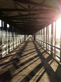 Shadow of bridge in row