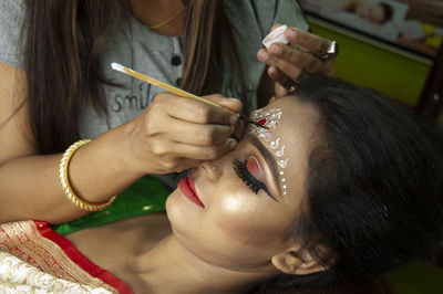 Bridal makeup of an indian woman