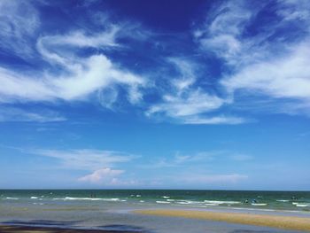 Scenic view of sea against cloudy sky