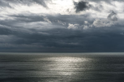 Scenic view of sea against cloudy sky