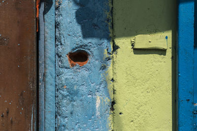 Full frame shot of weathered painted wall