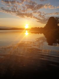 Scenic view of sunset over lake