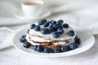 Close-up of dessert in plate on table