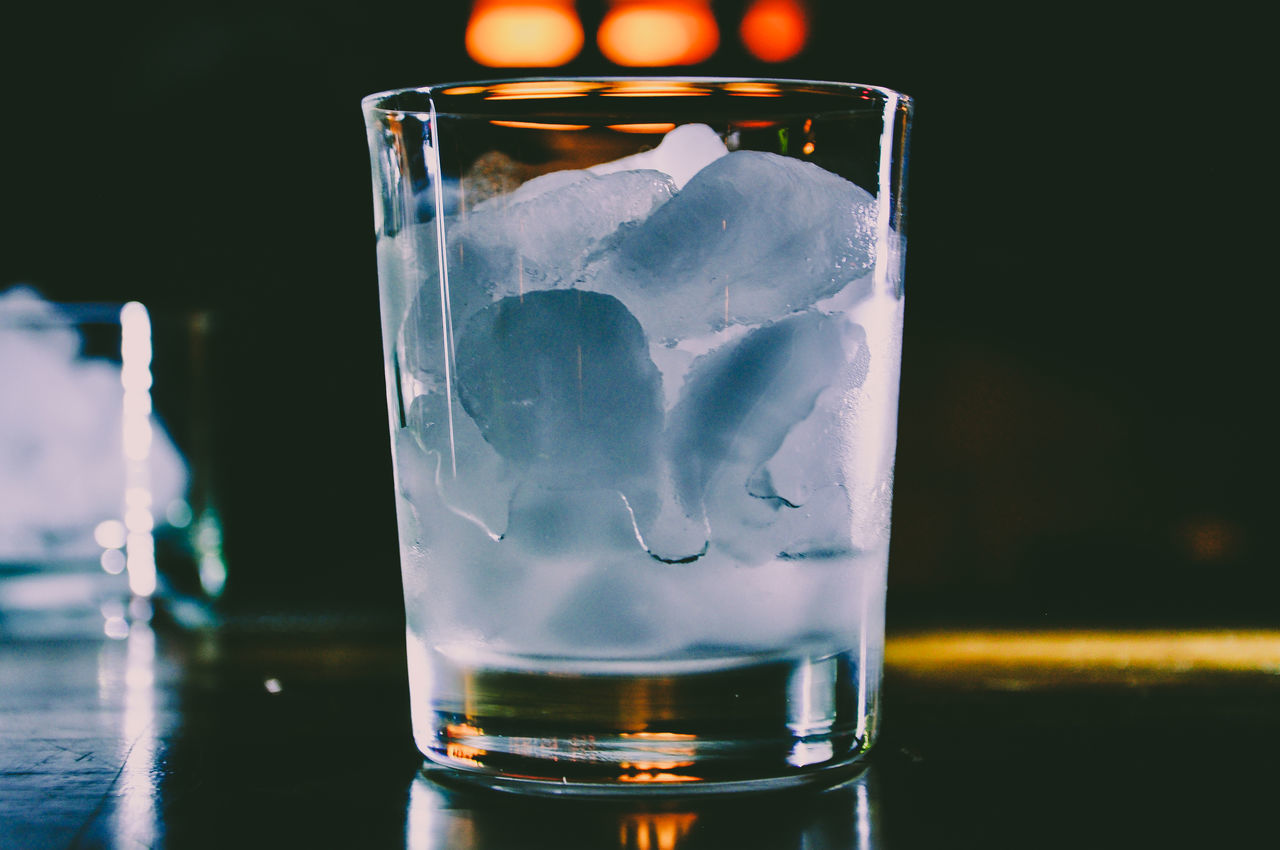 CLOSE-UP OF GLASS OF ICE CREAM