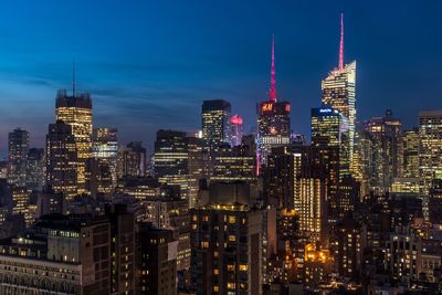 City lit up at night