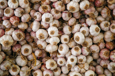 Full frame shot of garlic at market for sale