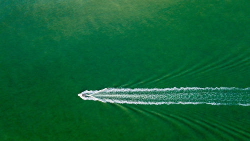 Directly above view of boat sailing on sea