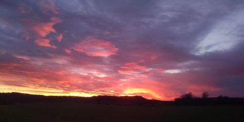 Scenic view of dramatic sky during sunset