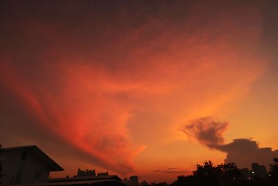 Low angle view of silhouette buildings against sky during sunset