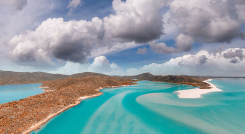 Panoramic view of beach against cloudy sky