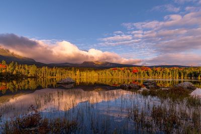 Scenic view of lake against sky