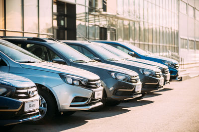 Cars on street in city