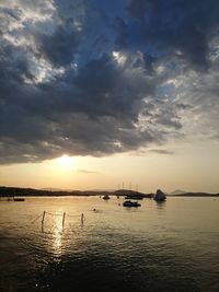 Scenic view of sea against sky during sunset