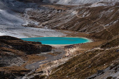 Scenic view of milk lake in yading