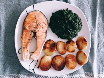 High angle view of food in plate