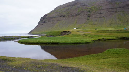 Scenic view of lake against sky