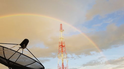 Low angle view of rainbow tower against sky