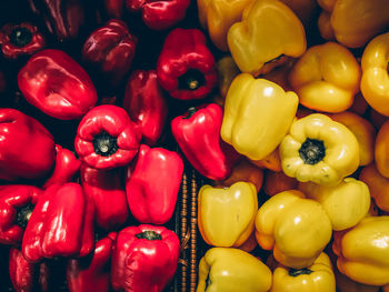 Full frame shot of bell peppers at market stall