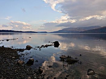 Scenic view of lake against sky