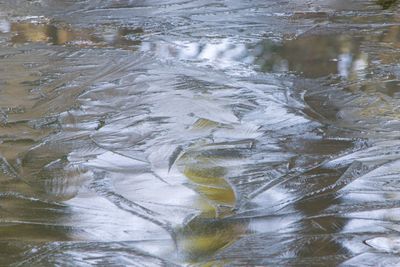 High angle view of frozen lake