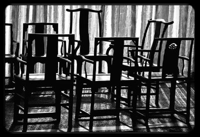 Empty benches in row