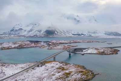 Scenic view of sea against sky during winter