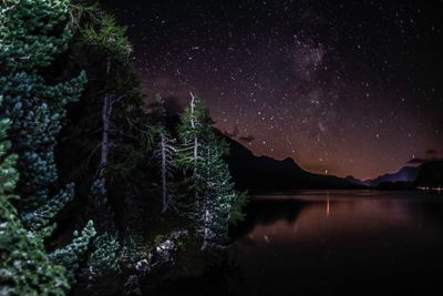 Scenic view of lake at night