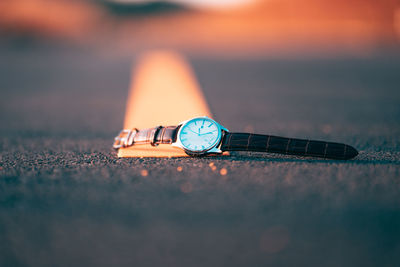 Close-up of clock on street