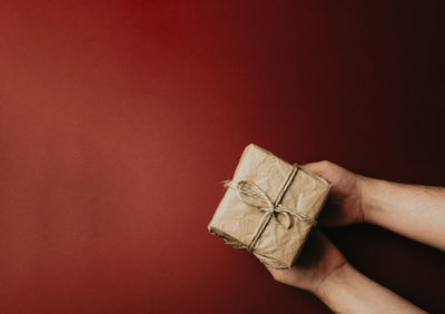 Close-up of human hand against the background