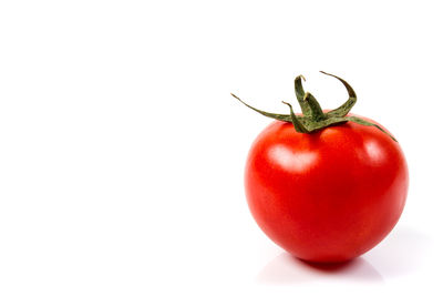 Close-up of tomatoes over white background