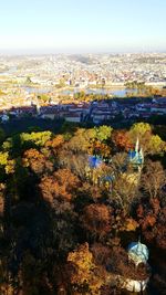 High angle view of cityscape against sky