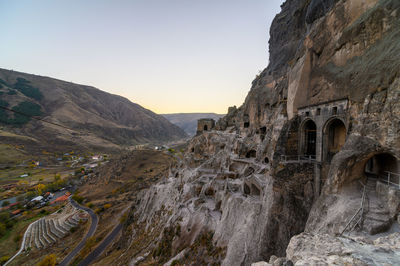 View of castle on mountain against sky