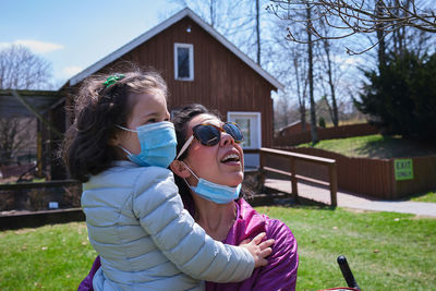 Family at the natural park during the pandemic