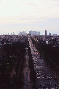 High angle view of vehicles on road